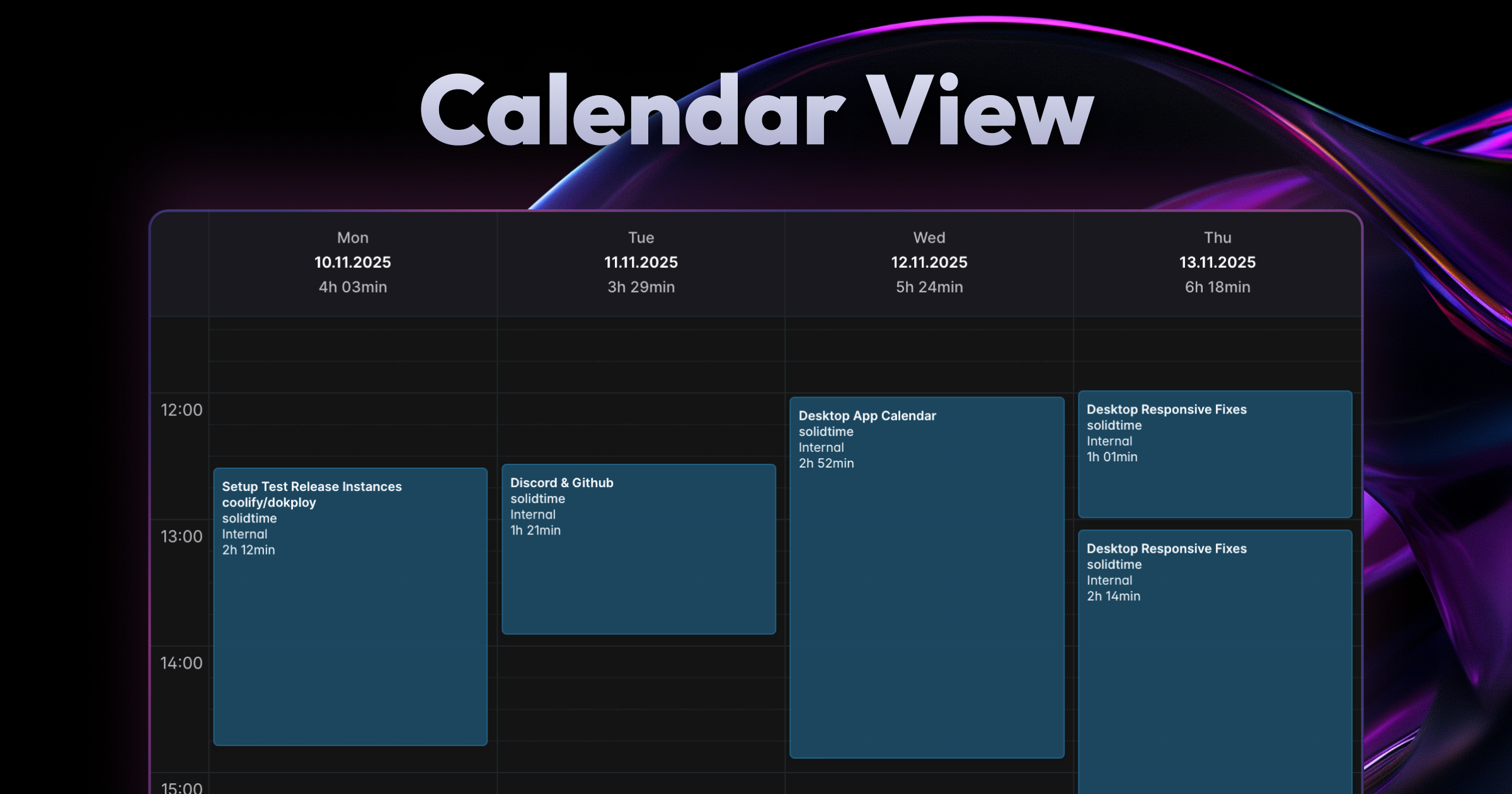 Solidtime Calendar View