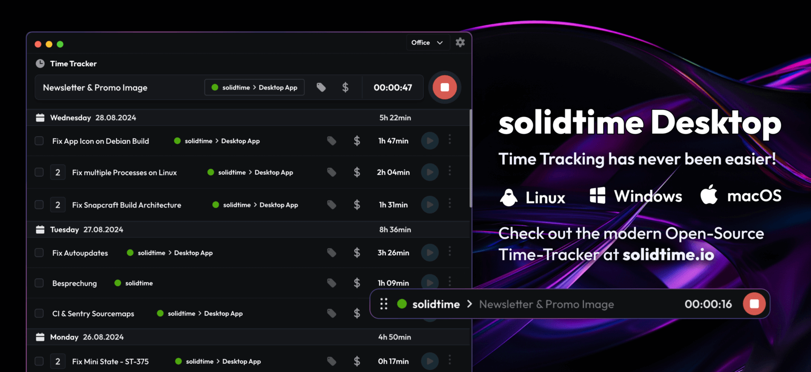 solidtime desktop screenshot